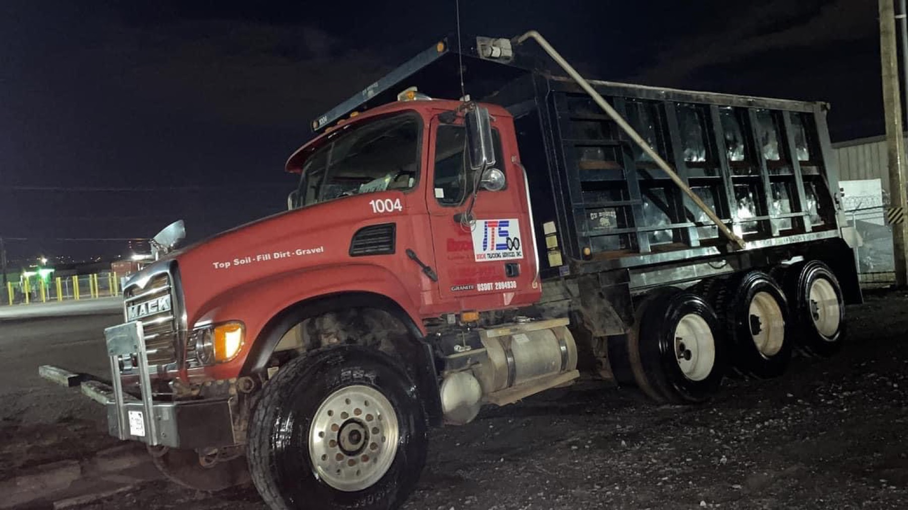 Commercial dump truck after exterior cleaning